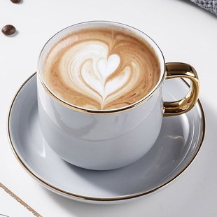 ceramic coffee cup and saucer set of 6 pieces European small