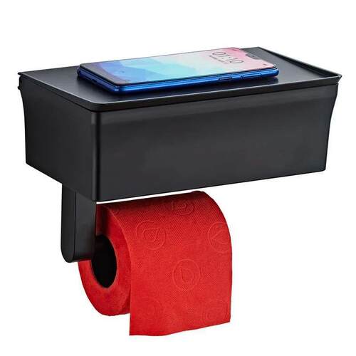 2 In 1 Home Adhesive Toilet Paper Holder Box with Shelf and