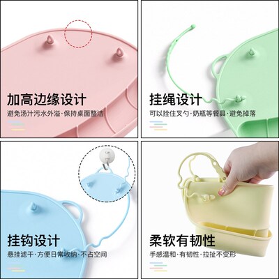 Childrens Meal Mat with Suction Cup Pocketed Waterproof Anti