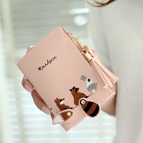 Short Wallet Women Leather Card Purse Bag for Ladies Girls