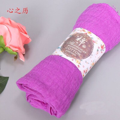 Cotton headscarf wrinkled fur edge womens gauze scarf围巾