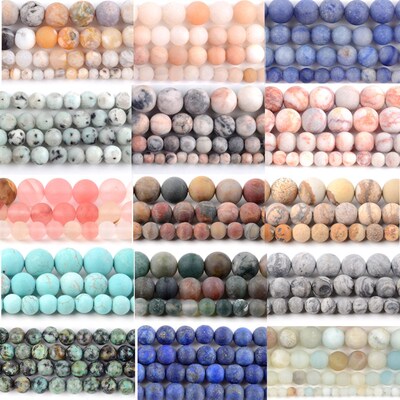 Natural Matte Jaspers Frosted Amazonite Agates Jades Quartz