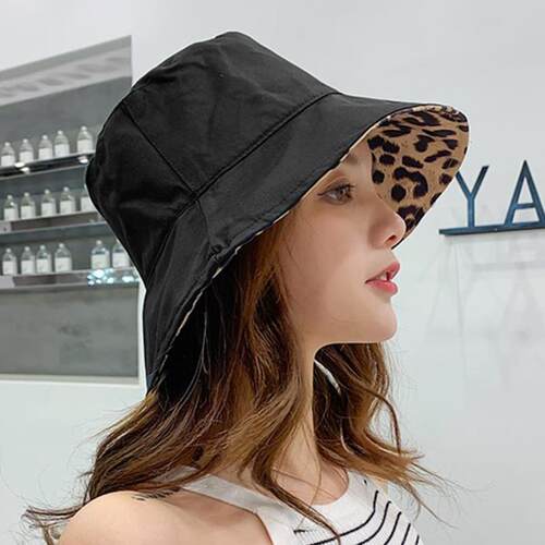 Women Leopard Print Bucket Comfortable Breathe Foldable Men