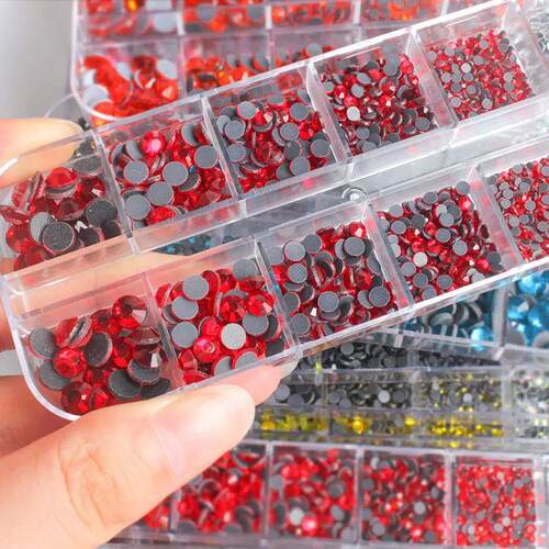 New Box Set 36 Colors 12 grid box Hotfix rhinestone 1200pcs
