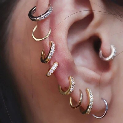 Lobe Piercing Ear Hoop Earrings for Women Minimalist Round G