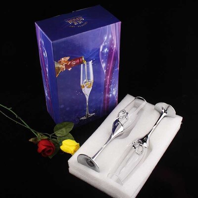 Crystal diamond heart-shaped Champagne Cup Set bubble goblet