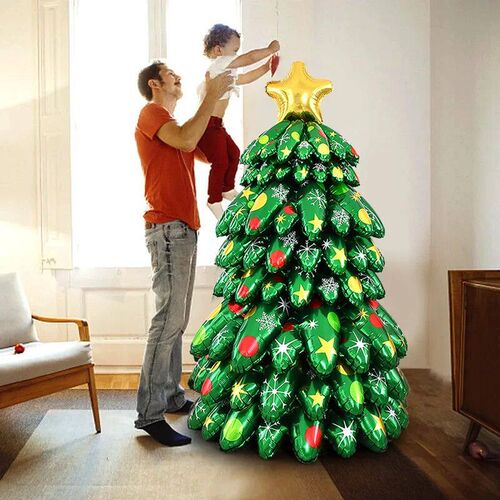 120CM Christmas Tree Standing Balloon Xmas Holiday 4D Inflat