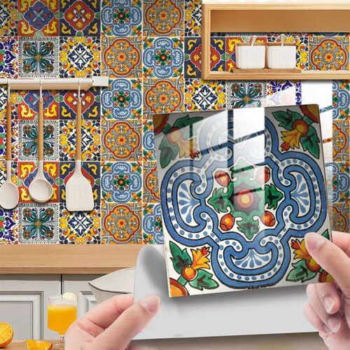 10pcs Retro Mandala Pattern Crystal Tiles Sticker Waterproof