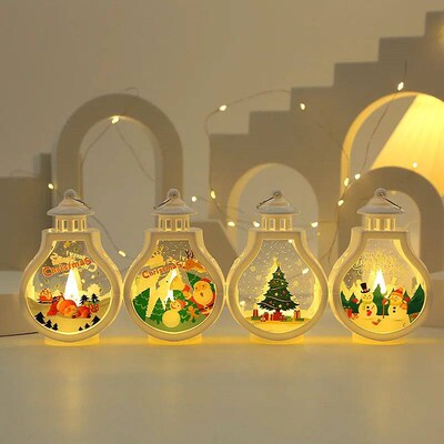 Christmas Portable Candle Holder Wind Lamp Table Lamp Snowma