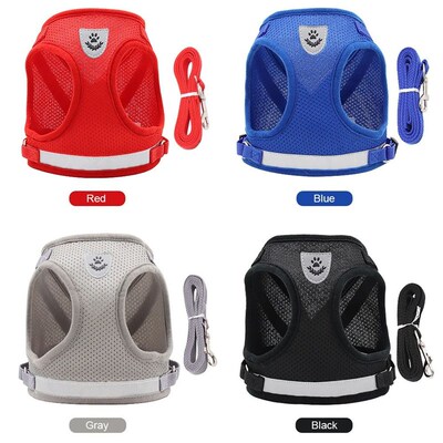 Cat Collar Vest Harness Leash For Dogs Cats Kitten Adjustabl