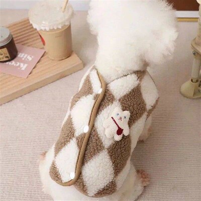 Hot Fashion Plaid Fleece Pet Puppy Clothes Coat Jack Dog