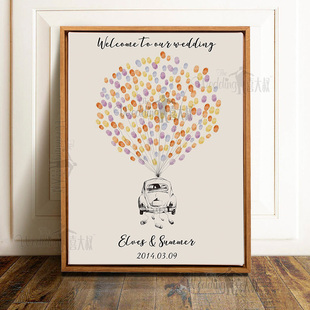 婚礼指纹签到树创意个性结婚用品商务手印画框定制素描汽车签名册