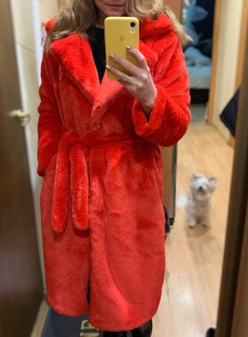 2021 Winter Women High Quality Faux Rabbit Fur Coat OverCoat