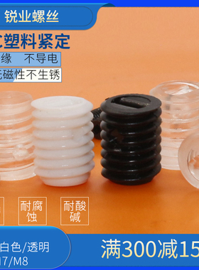 PC塑料螺丝一字无头螺丝机米顶丝白色黑色透明紧定 M7M8*8 10