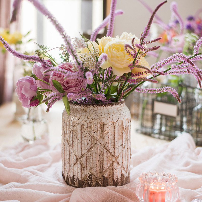 欧式做旧陶瓷花瓶复古陶罐插花花器大口径墟芜瓶客厅民宿装饰摆件,家居饰品,花瓶,淘宝优惠券,粉丝福利购,淘宝优惠卷