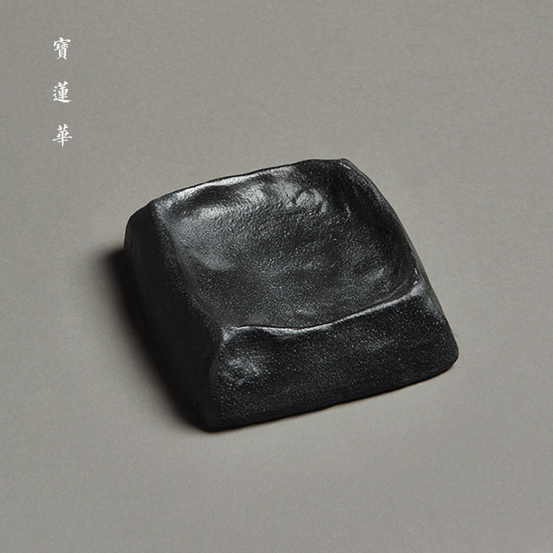 无形天然乌金石壶承 干泡石茶盘养壶托 原石茶台点心盘石托盘茶海
