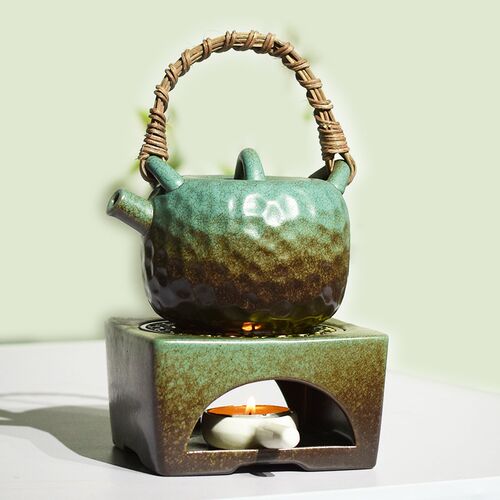 厚院【星空】中式窑变陶瓷锤纹提梁壶温茶煮茶具蜡烛暖茶壶温茶炉