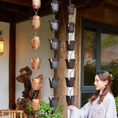 中式 紫铜庭院雨链排水链天沟下水链雨水链别墅民宿屋檐雨链导水链