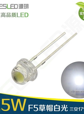 0.5W草帽灯珠5mmled发光二极管超高亮度客厅吊灯3v源0.5瓦4.8毫米