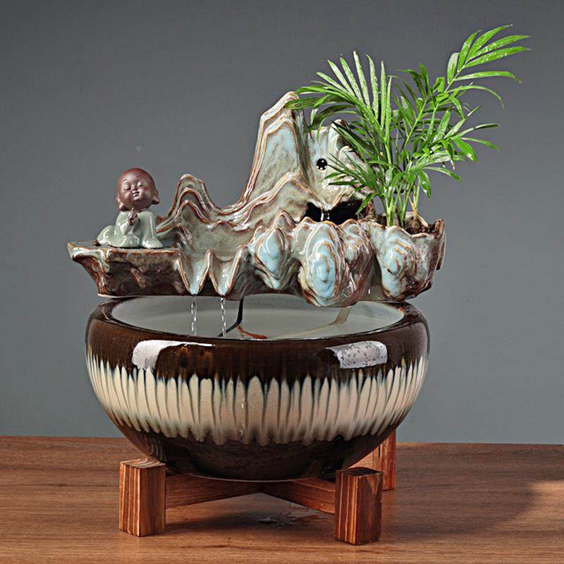 陶瓷鱼缸流水摆件假山循环水喷泉客厅水景转运球小水车桌面盆,家居饰品,流水摆件,淘宝优惠券,粉丝福利购,淘宝优惠卷