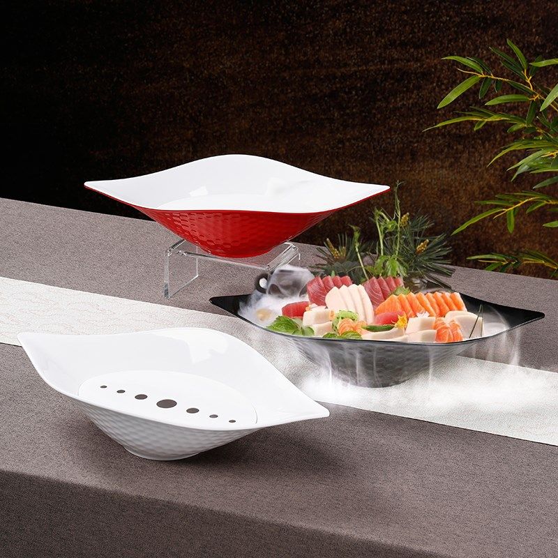 海鲜刺身盘密胺带滤网干冰盘日韩料理三文鱼专用仿瓷摆盘海鲜拼盘,餐饮具,盘,淘宝优惠券,粉丝福利购,淘宝优惠卷