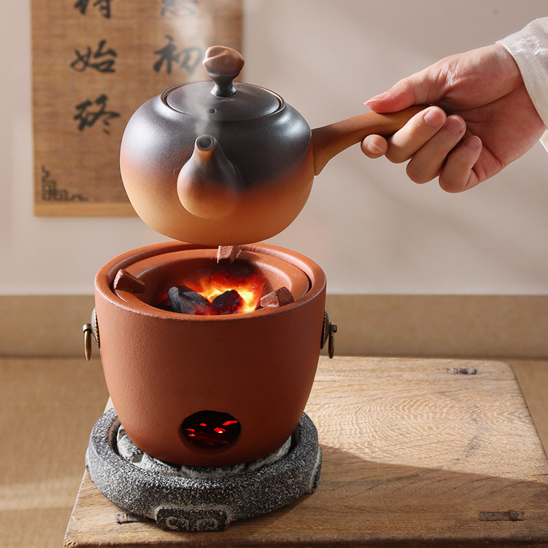 潮州红泥风炉仔围炉煮茶壶泡茶陶瓷粗陶壶耐高温明火烧潮汕木炭炉