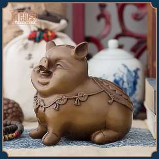 铜韵堂 铜生肖猪可爱摆件 桌面卧室办公室酒柜饰品办公室客厅礼品