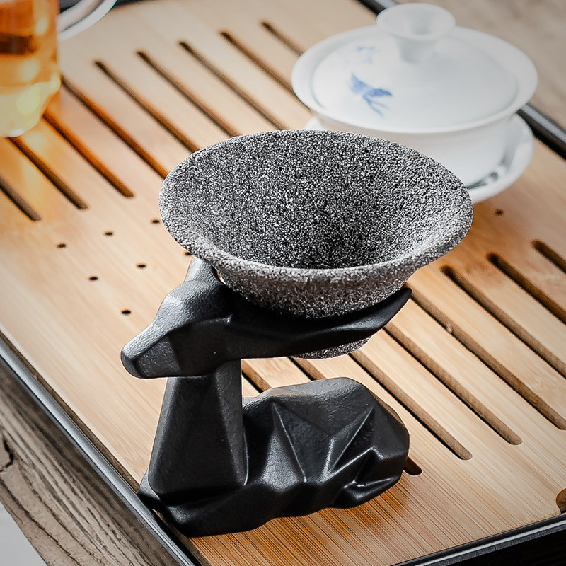 无孔茶漏茶滤器创意陶瓷斗公道杯套装泡茶器过滤筛网托架茶具配件
