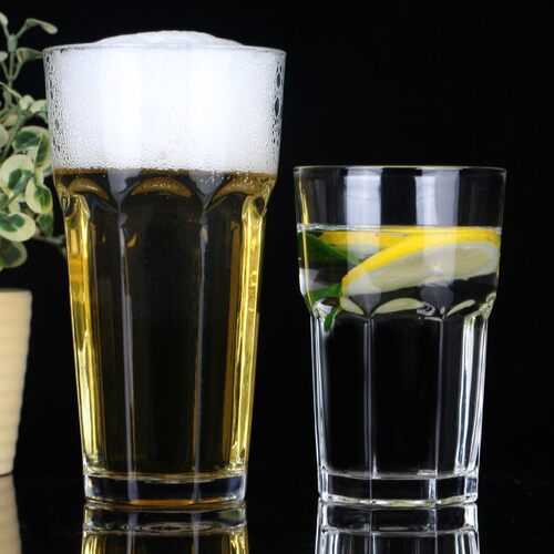 6只装 八角玻璃厚实水杯果汁杯大容量470ML 家用 KTV 酒吧啤酒杯