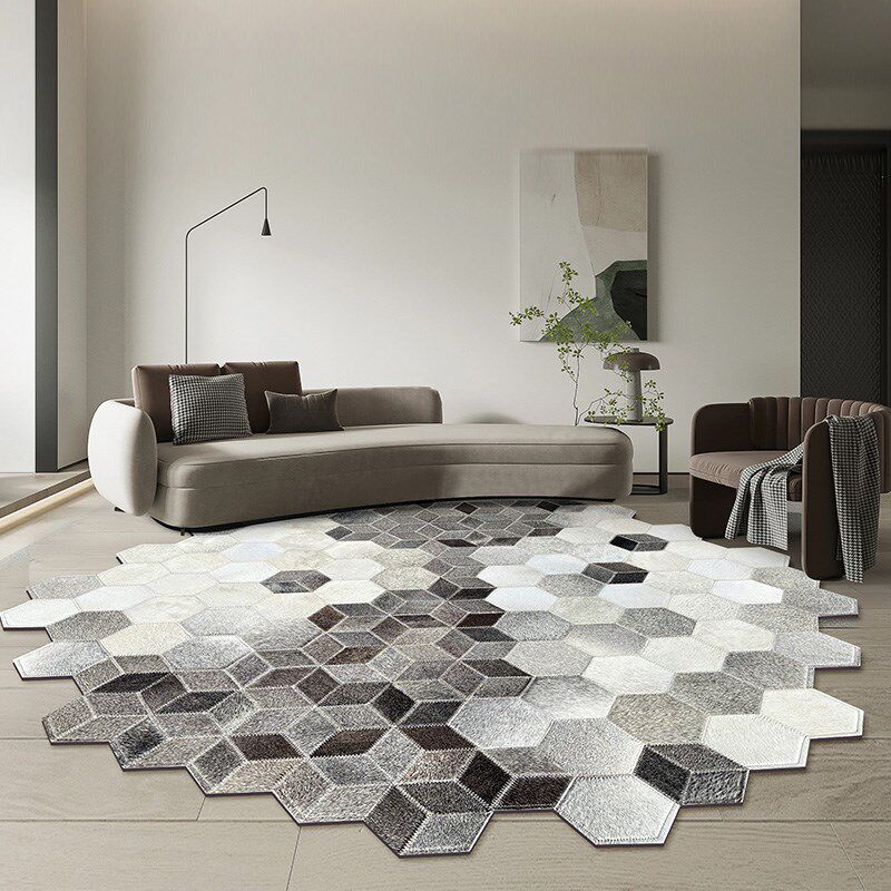 灰色不规则牛皮拼接圆形地毯小客厅卧室书房钢琴转椅地垫异形定制,居家布艺,地毯,淘宝优惠券,粉丝福利购,淘宝优惠卷