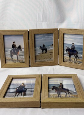 创意相框实木摆台5寸7寸汉服写真照片屏风复古拼图二三联折叠组合