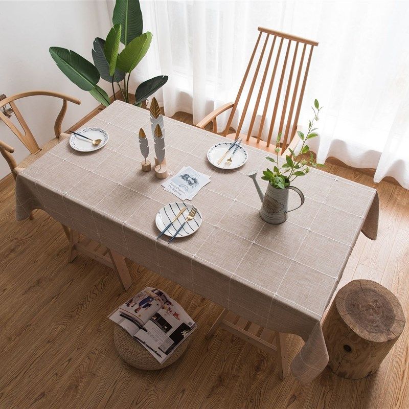 日韩棉麻刺绣格子两色桌布台布 咖啡屋长方形餐桌布 茶几盖巾,居家布艺,桌布,淘宝优惠券,粉丝福利购,淘宝优惠卷