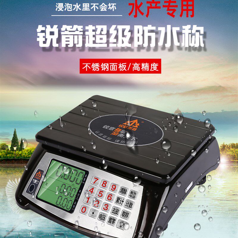 锐箭 电子称台秤30kg超级防水称精准1克计价水产海鲜称商用电子秤