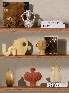 侘寂中古风软装工艺品复古家居民宿酒店办公室摆件客厅酒柜装饰品