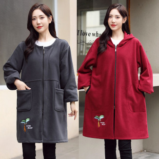 新款冬季加绒加厚罩衣女时尚洋气长袖围裙大人上班超厚工作服外套