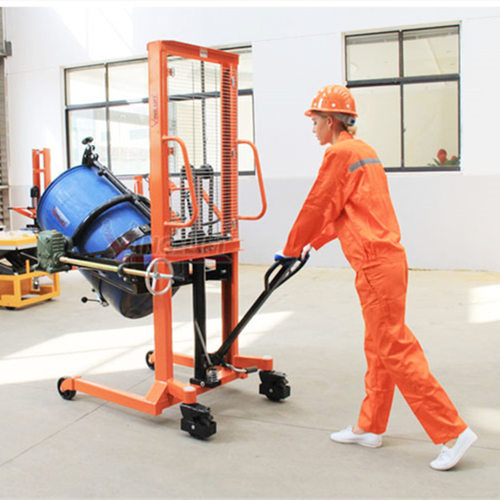 直销450KG高1.5米油桶堆高车油桶倒料车DA450手动油桶堆高倒料车