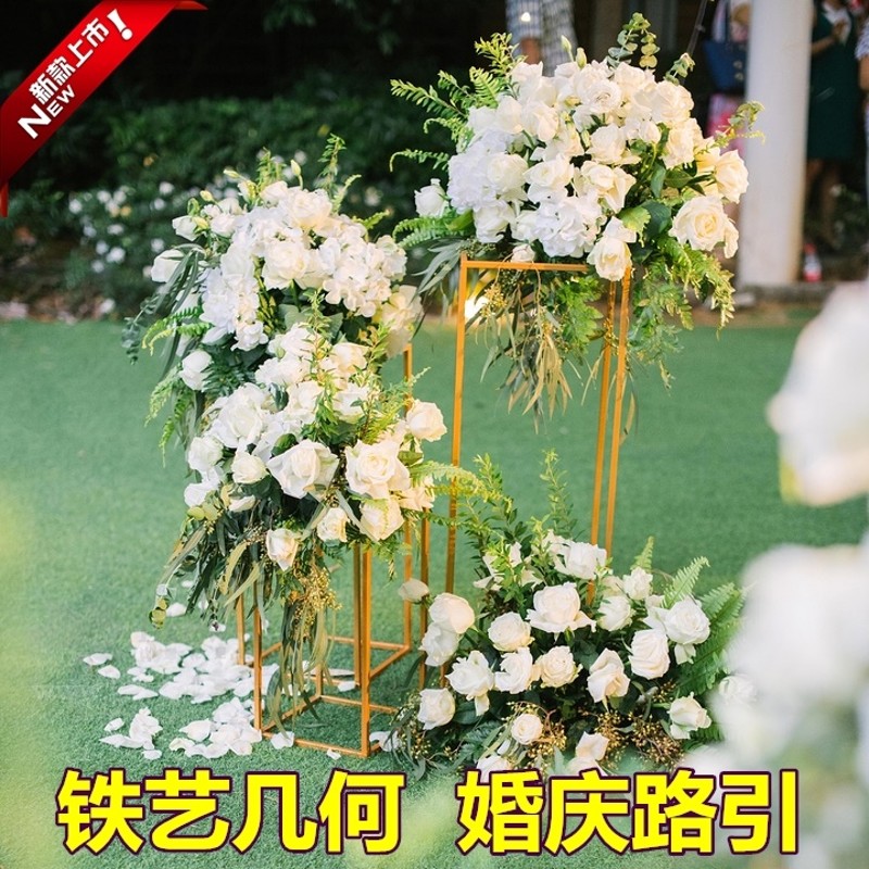 新款铁艺几何长方路引婚庆路引 长方体花器摆件立体长方形T台路引