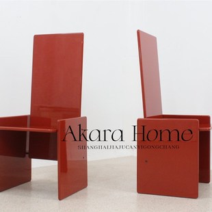 中古仪式感餐椅高背艺术设计师样板间红色单人椅家用靠背椅休闲椅