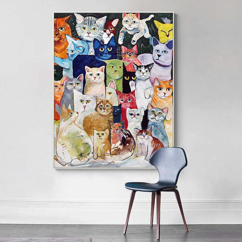 品都 抽象猫咪diy数字油画手绘填色家居客厅酒店背景墙壁装饰挂画,家居饰品,DIY/数字油画,淘宝优惠券,粉丝福利购,淘宝优惠卷