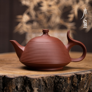 木鱼 潮州章淡鹏朱泥壶千线吉祥壶手拉壶 名家全手工紫砂壶小茶壶