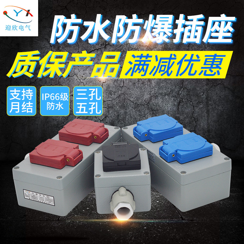 防爆插座防水防尘工业墙壁防爆地拖插座220V三孔五孔防爆插座面板