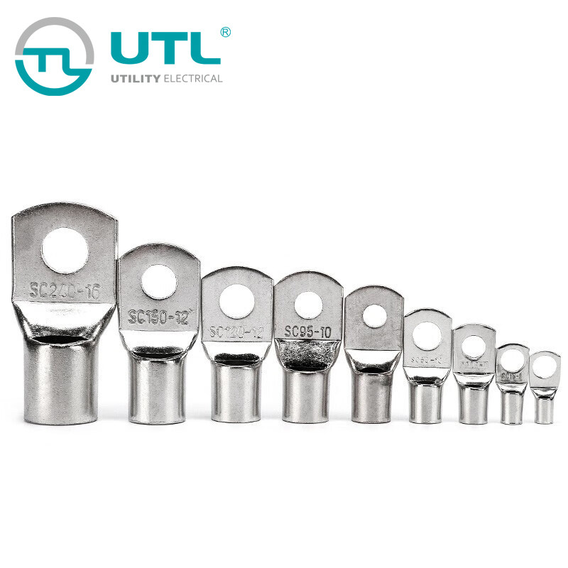 SC窥口铜鼻子接线端子开口铜线耳冷压端子镀锡短线鼻紫铜接头