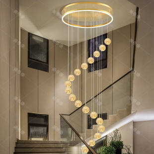 楼梯吊灯2024新款 挑空客厅楼梯间吊灯别墅旋转楼梯长吊灯 loft复式