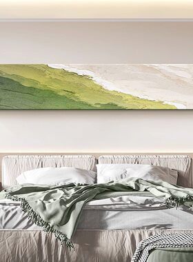 客厅装饰画现代沙发背景墙砂岩肌理挂画主卧床头卧室绿色艺术壁画
