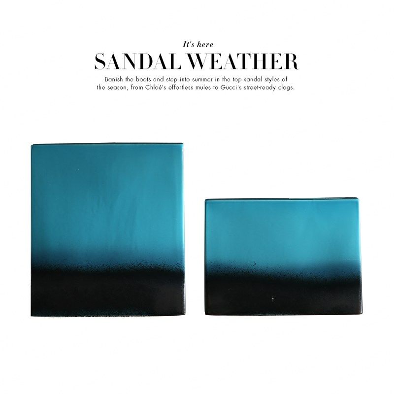 地中海陶瓷花瓶摆件现代客厅干花花器蓝色扁花瓶软装饰品方盒花插,家居饰品,花瓶,淘宝优惠券,粉丝福利购,淘宝优惠卷