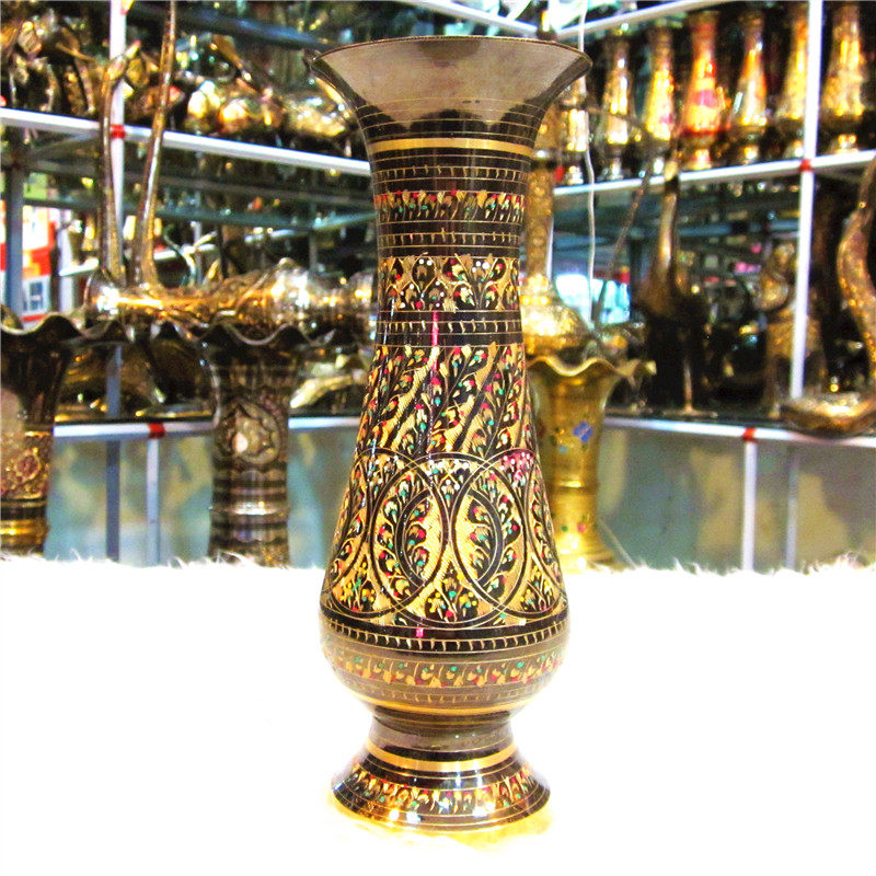 巴基斯坦手工艺品铜器合金铜雕刻花瓶节日礼品东南亚风格家居摆件