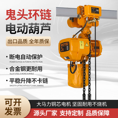 世友鬼头环链电动葫芦380V起重固定挂钩升吊机运行式电葫芦低净空