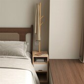 原木风卧室床头柜挂衣架一体小户型床边几带抽屉落地仙人掌衣帽架