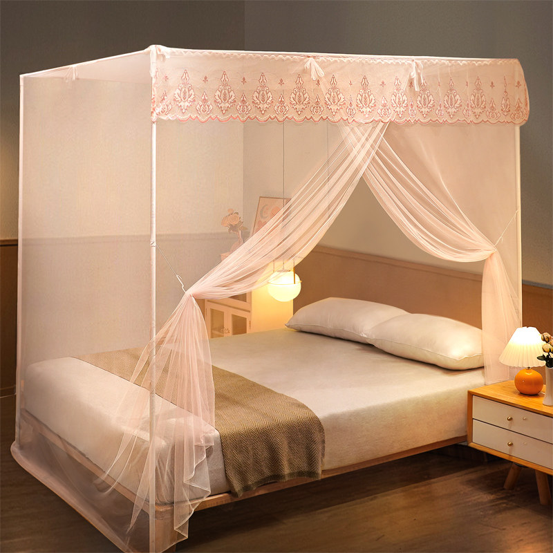 老式蚊帐落地式2023新款家用卧室单人支架杆加粗加厚单开门纹帐wz