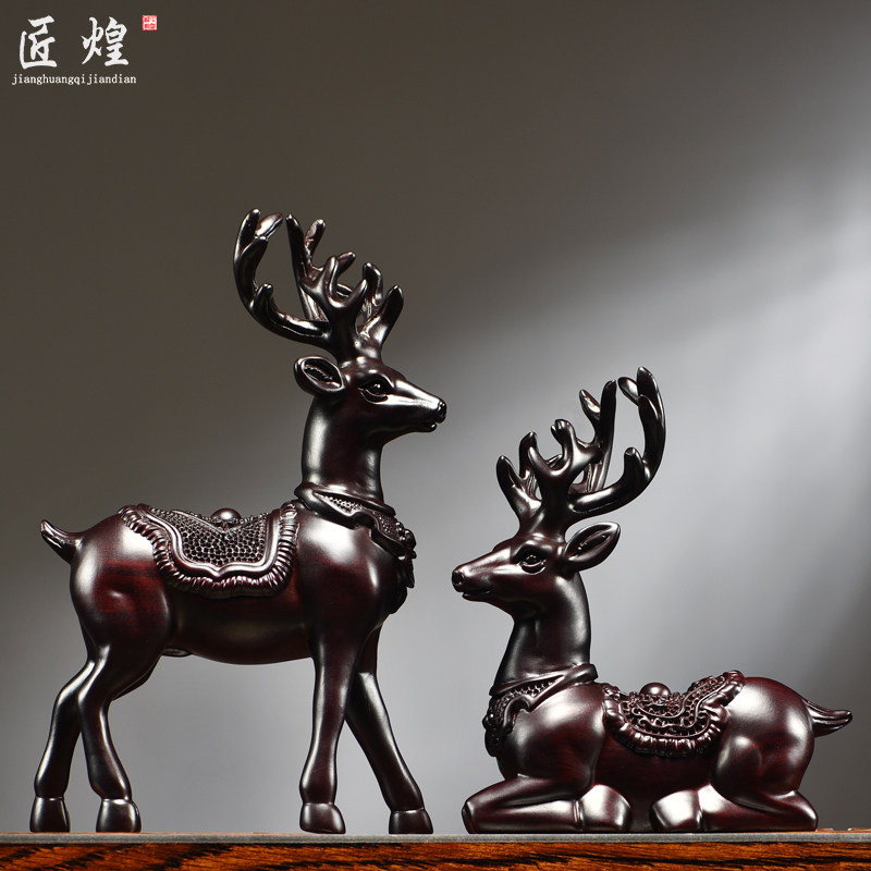 黑檀木雕梅花鹿摆件实木一对家居客厅办公桌面摆设酒柜装饰工艺品,家居饰品,装饰摆件,淘宝优惠券,粉丝福利购,淘宝优惠卷